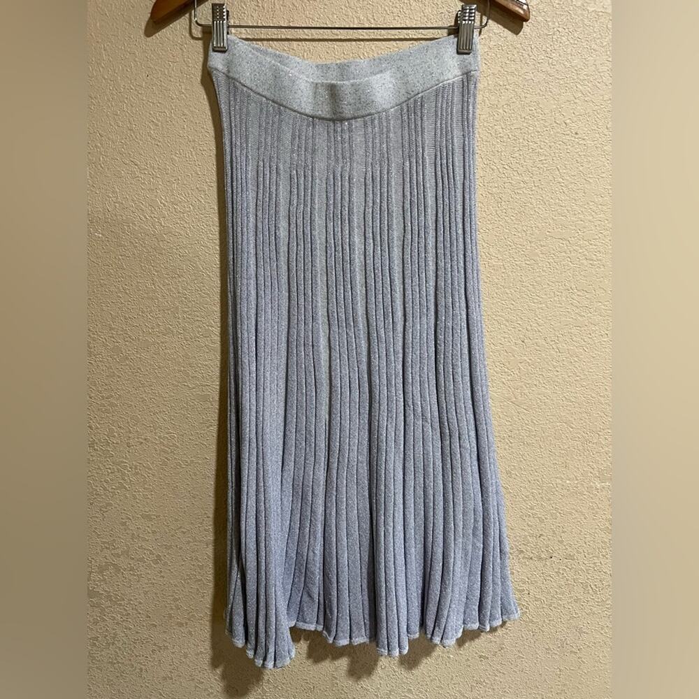 Rebecca Taylor purple shimmer ribbed knit circle midi skirt SAMPLE S